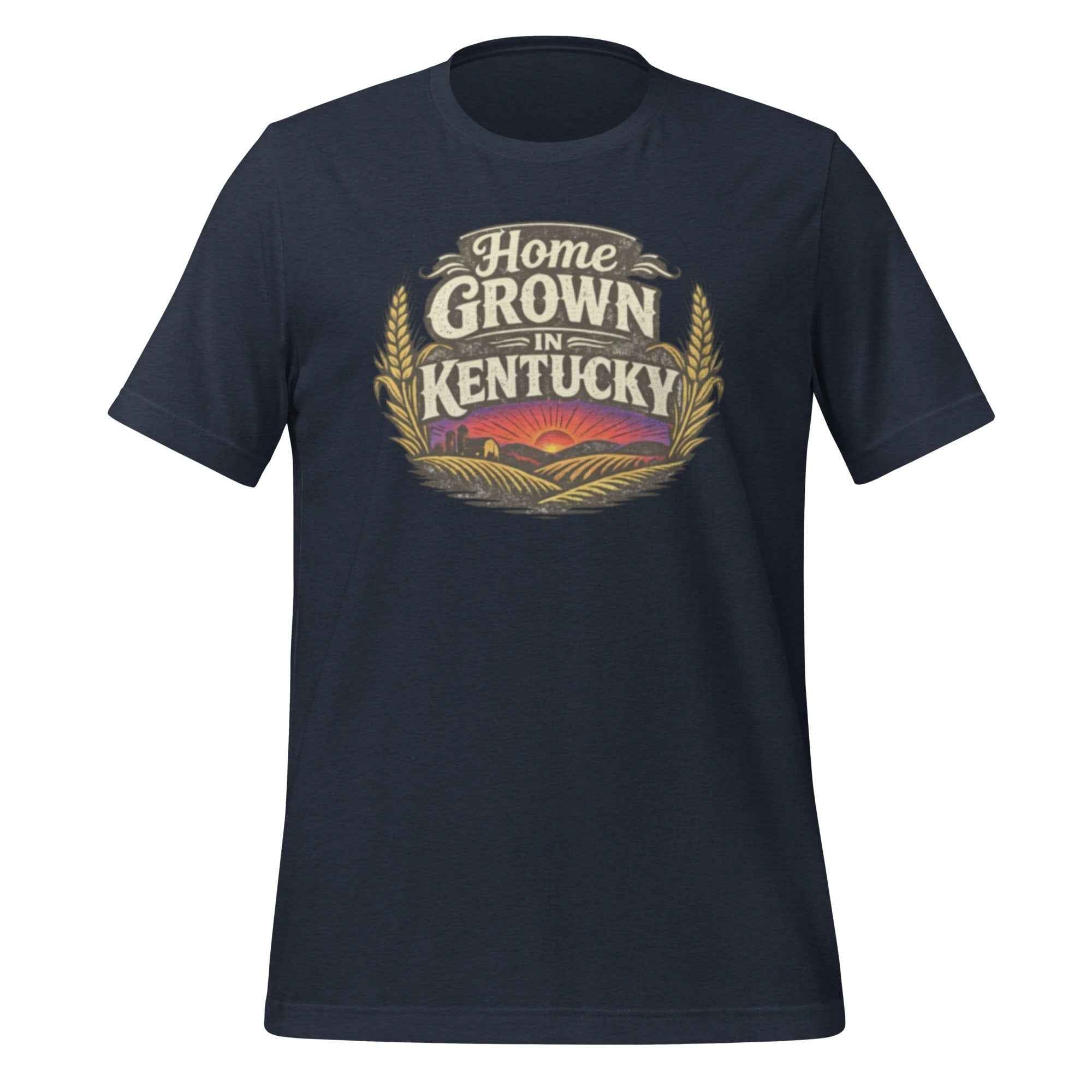 Home Grown in Kentucky T-Shirt | Vintage Wheat & Hills Design | Classic Cotton