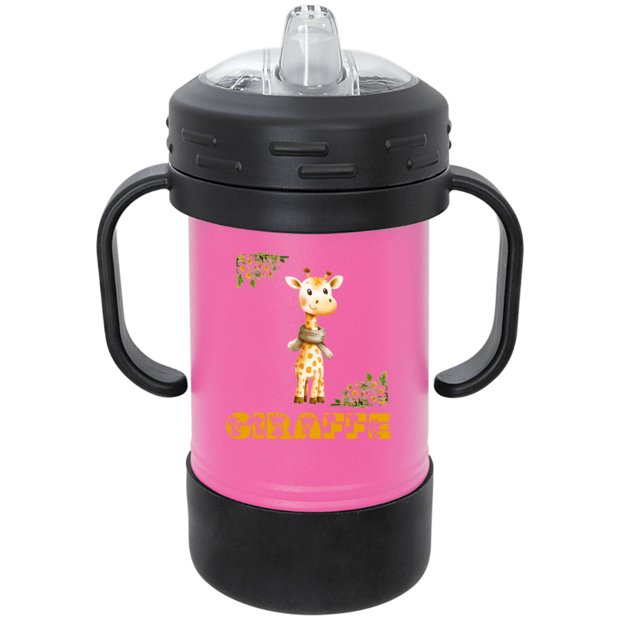 Giraffe with Flowers Polar Camel 10 oz Sippy Cup
