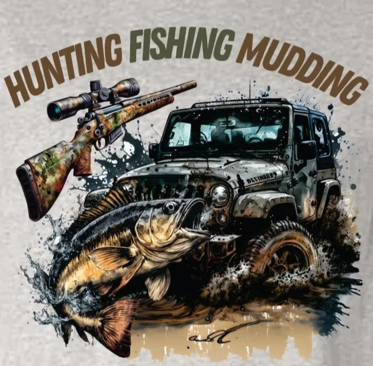 Hunting Fishing Mudding Unisex Graphic T-shirt