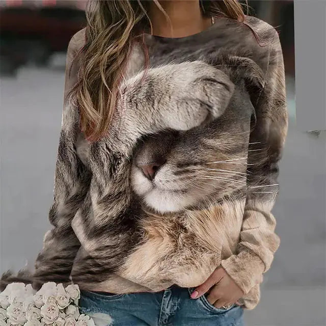 Kawaii 3D Printed Cute Animal Sweatshirt for Women
