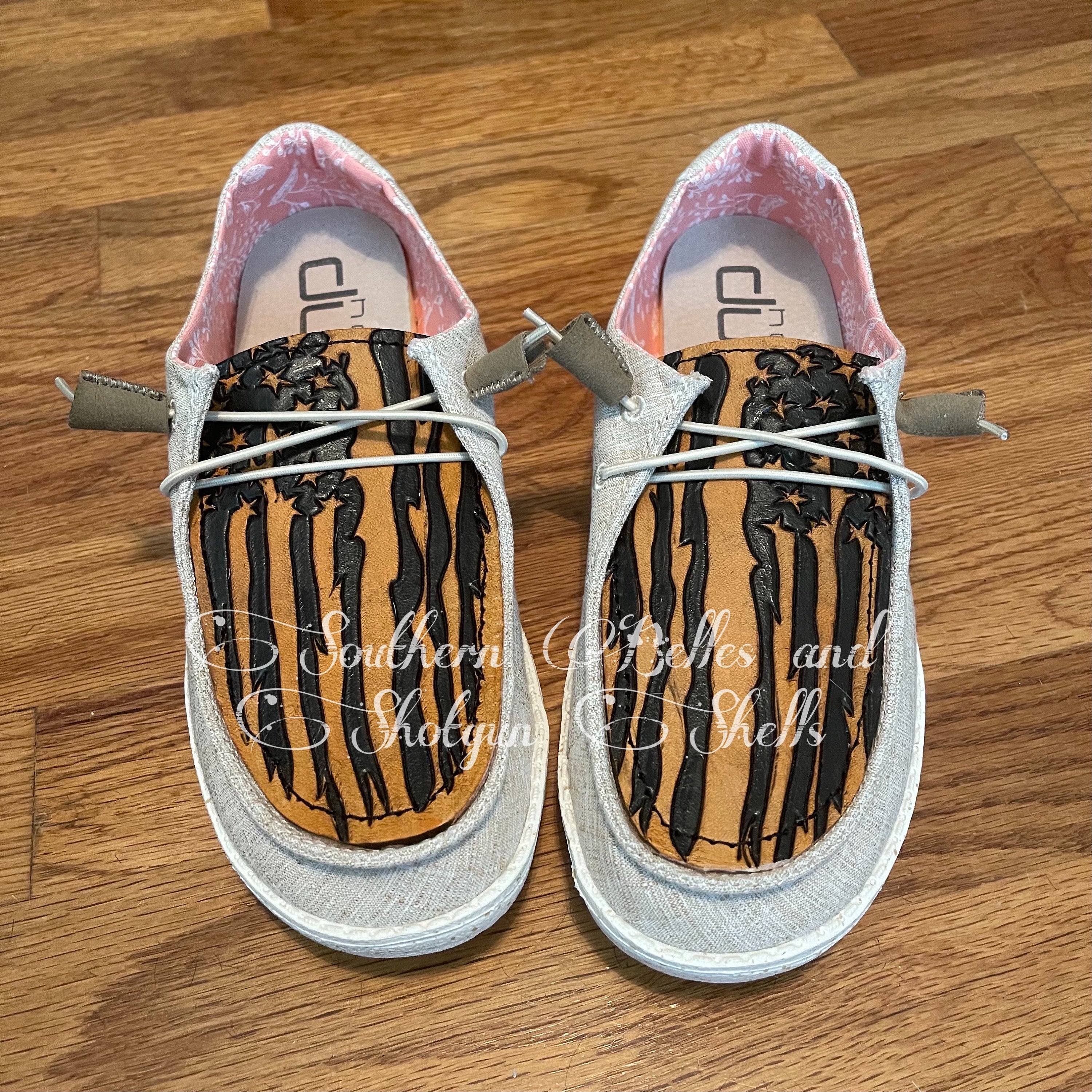 Women's Tooled US Flag Hey Dudes Slip-on Shoes