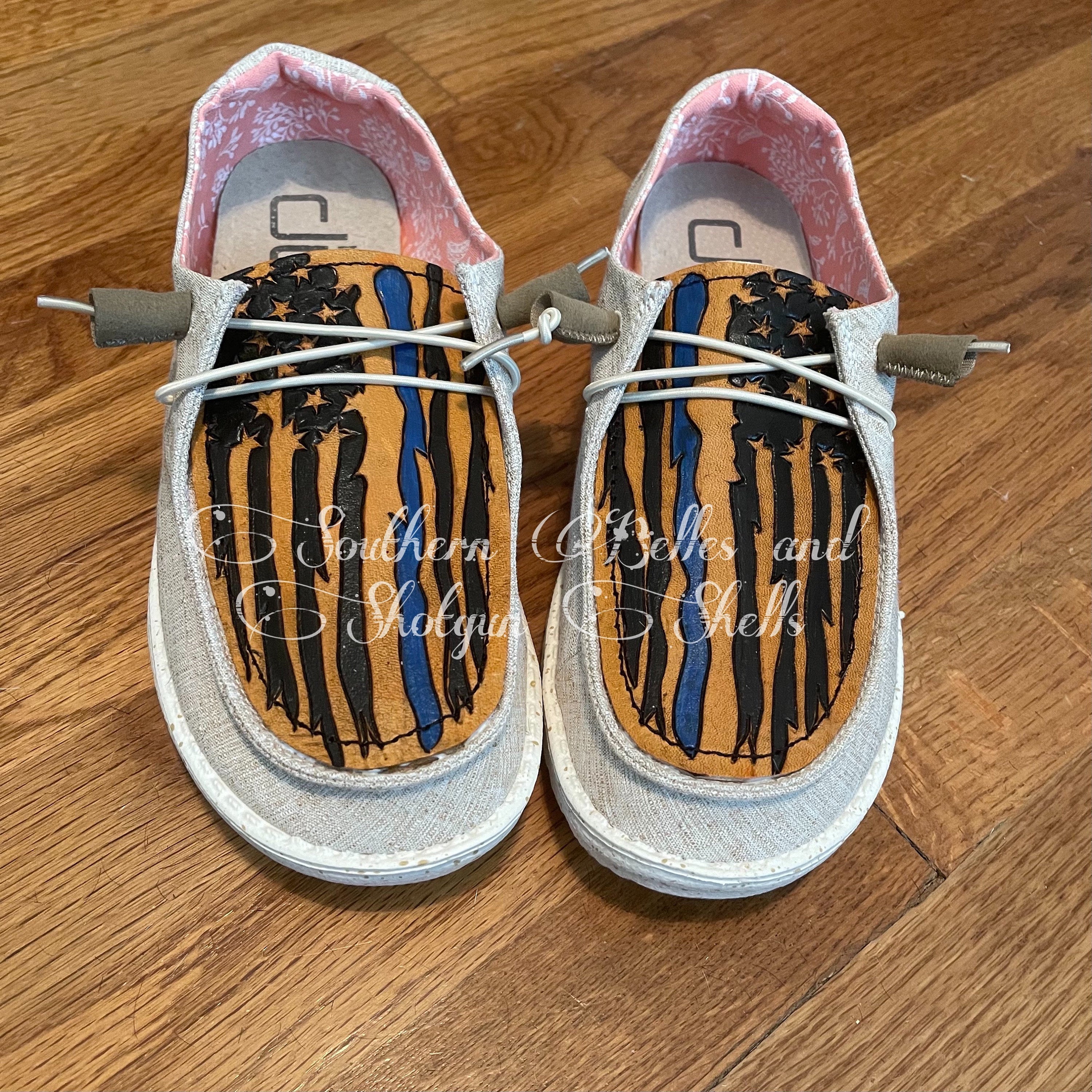 Women's Tooled US Flag Hey Dudes Slip-on Shoes