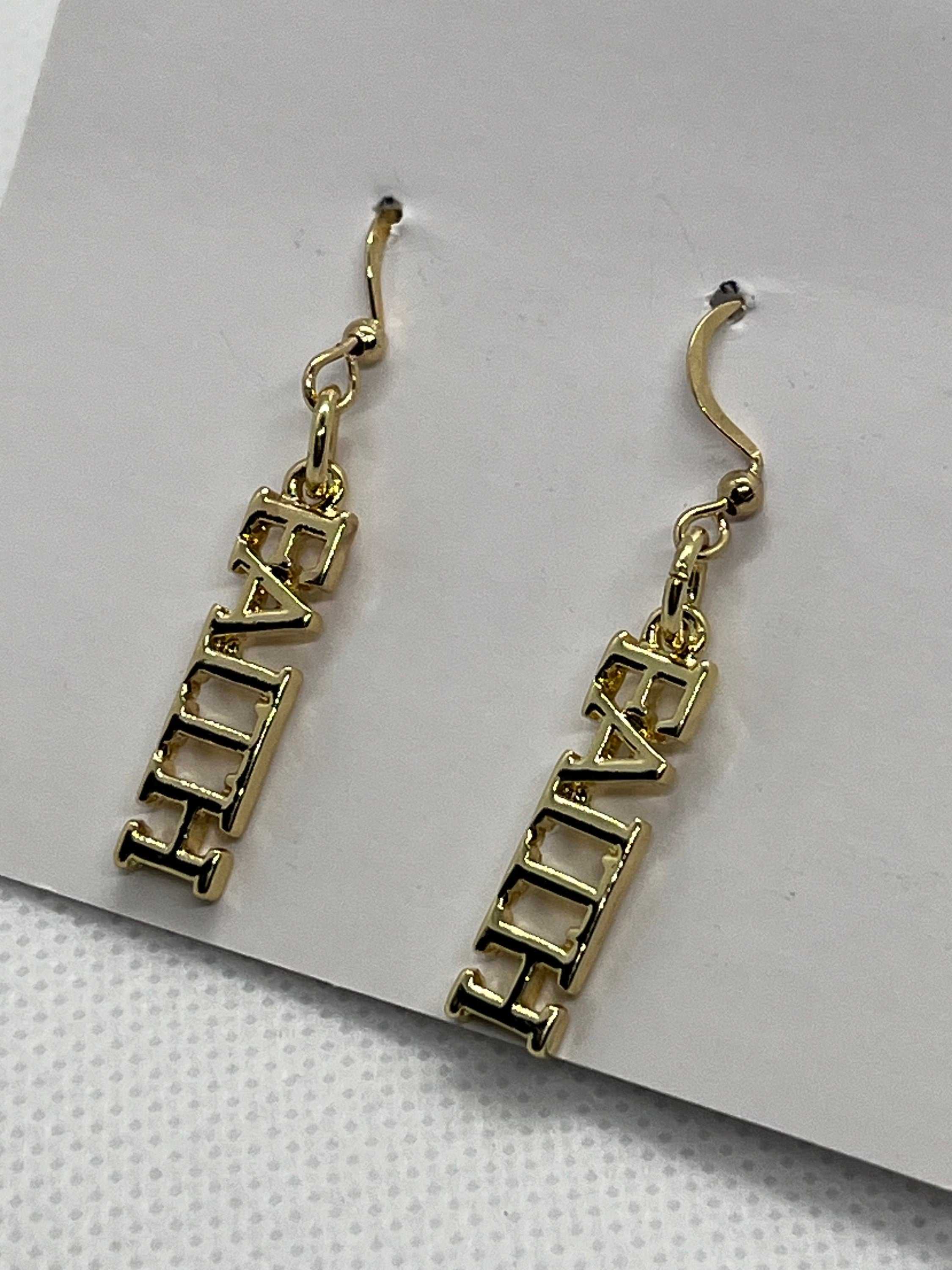 Gold Earrings Faith Dangle 14K Christian Jewelry