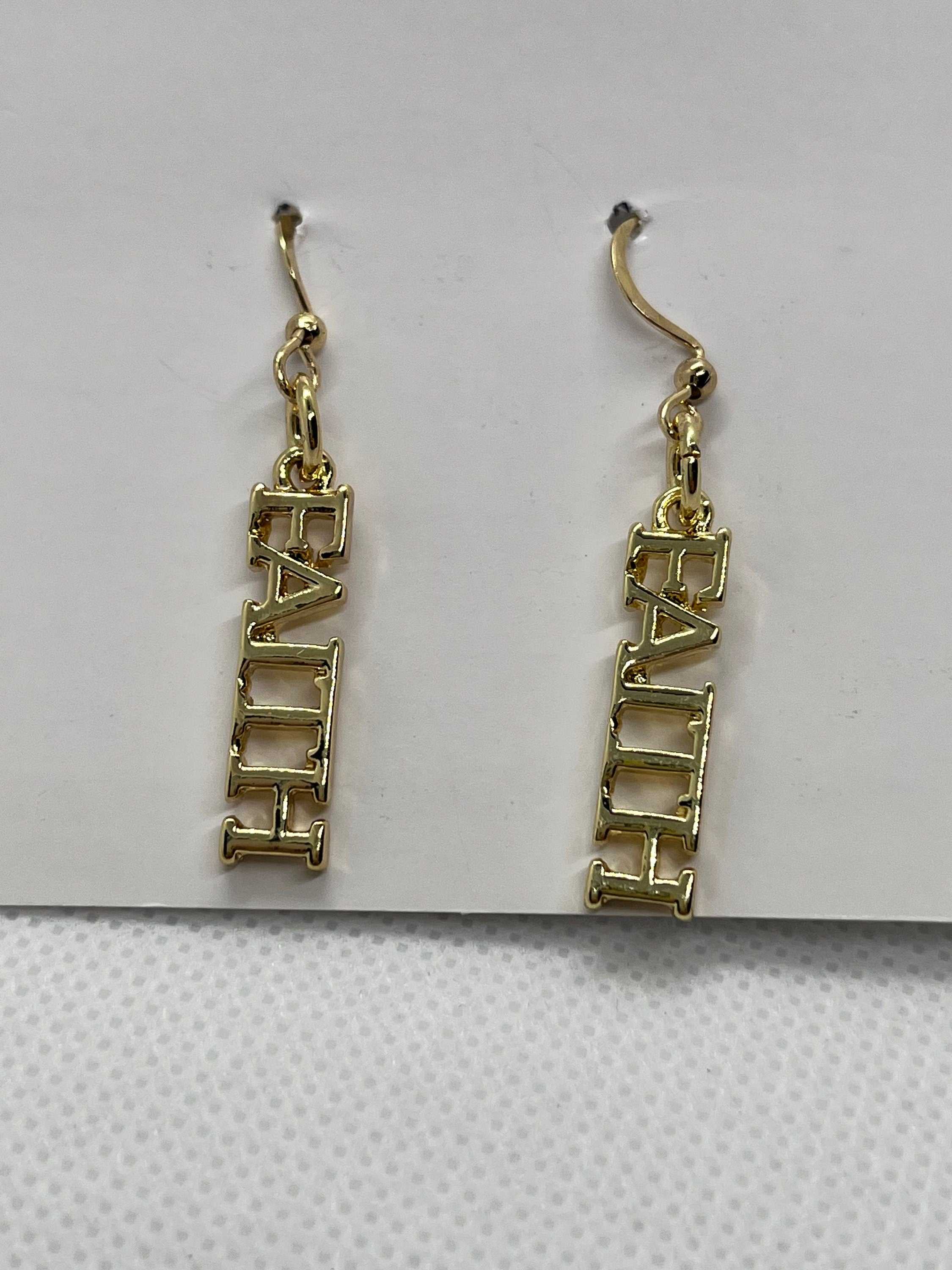 Gold Earrings Faith Dangle 14K Christian Jewelry