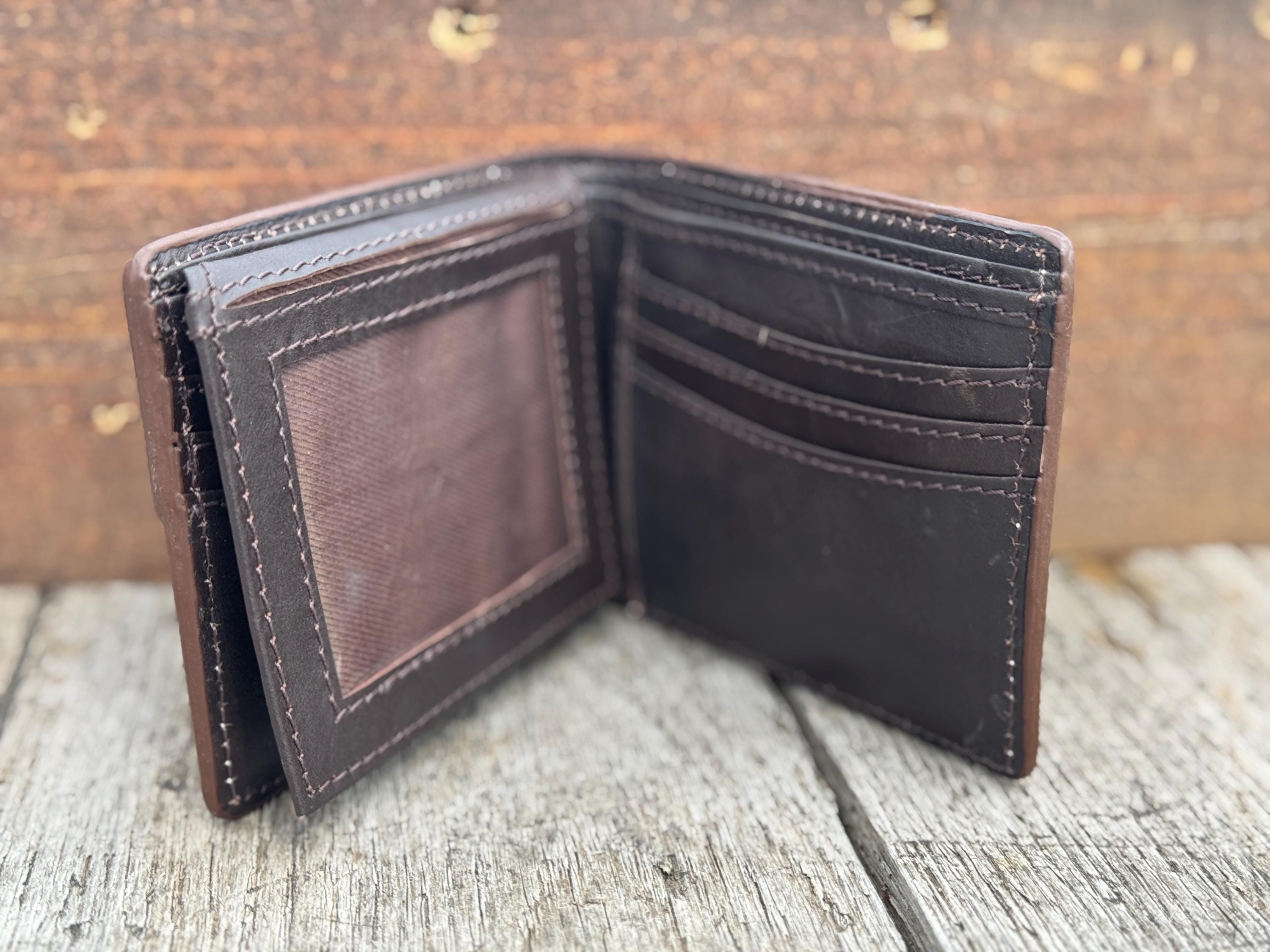 Men’s Western bi-fold wallet tooled floral Cow Skull Aces Cards details by Double B Wild Rags