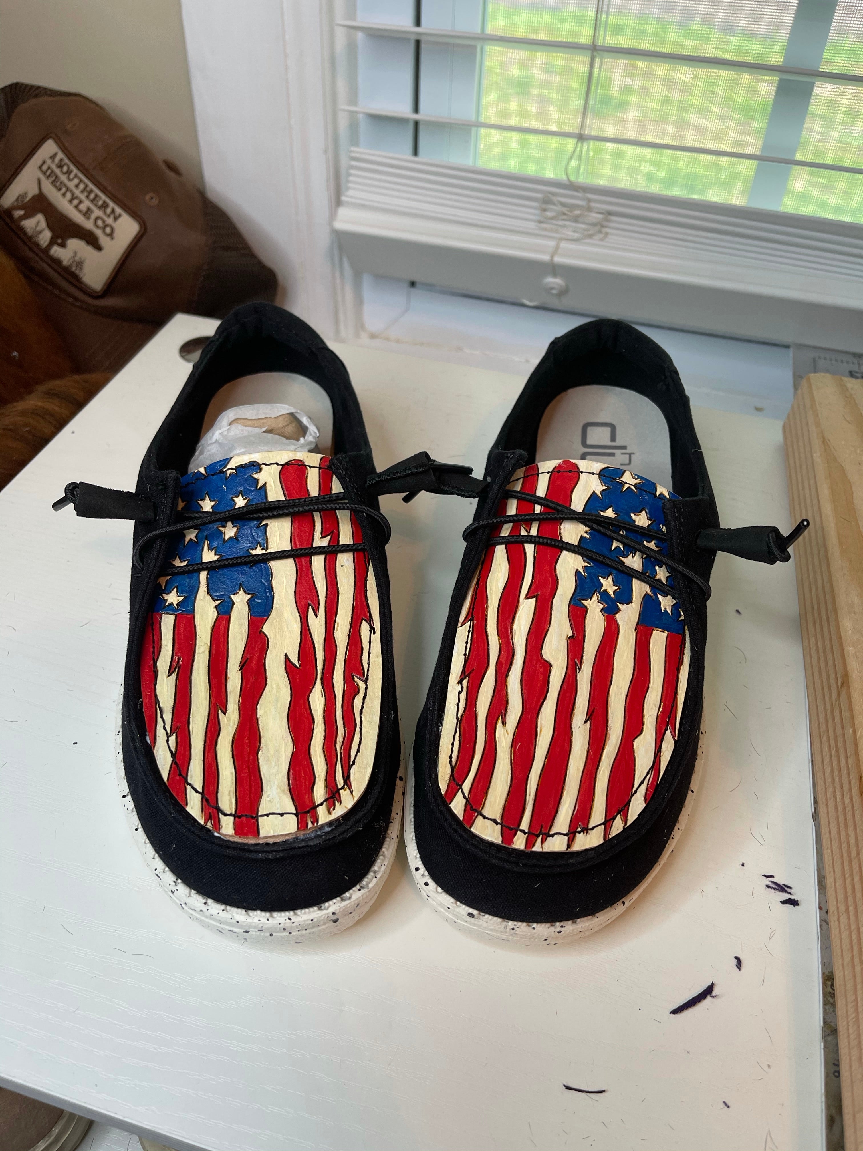 Women's Tooled US Flag Hey Dudes Slip-on Shoes