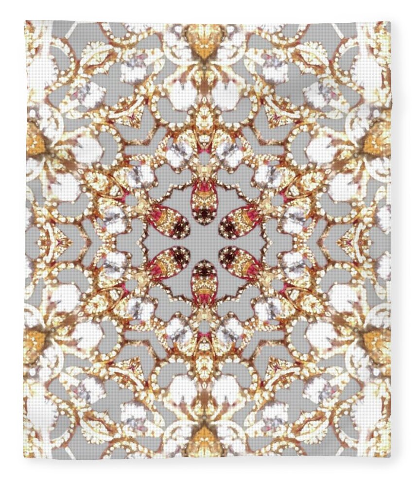 Intricate Gold Mandala Design Fleece Blanket