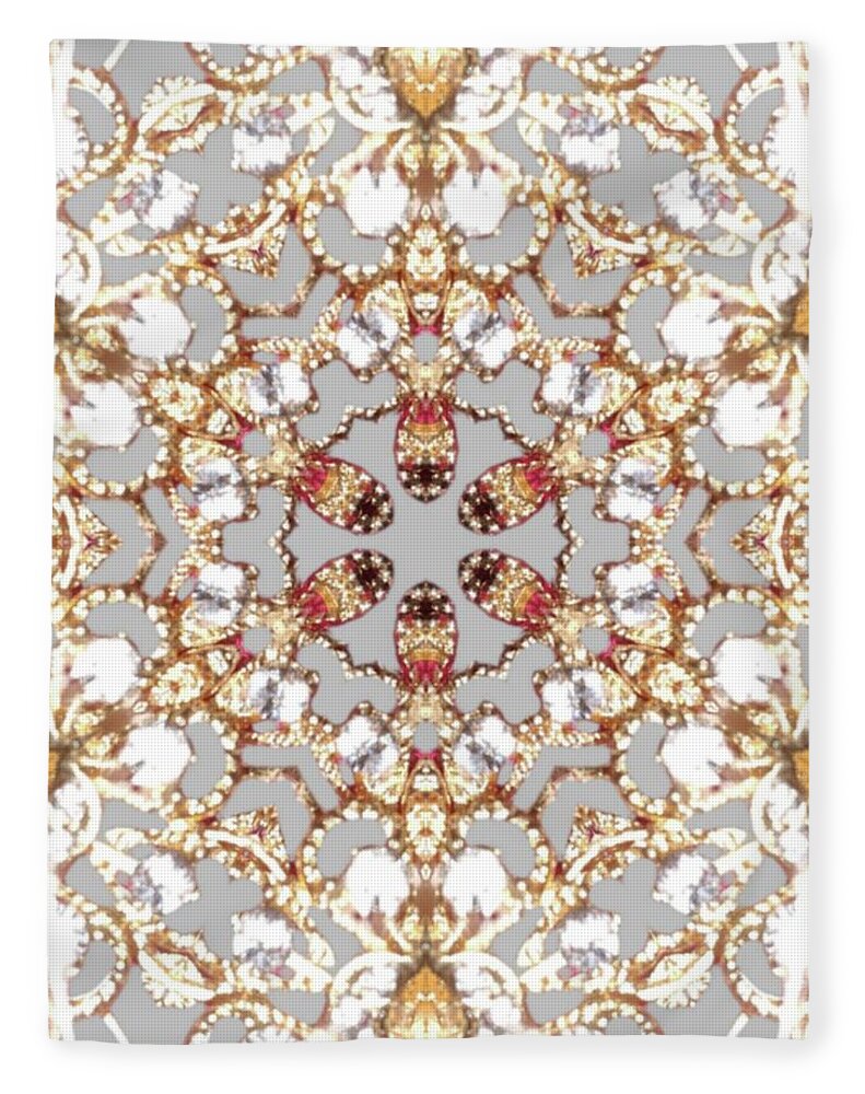 Intricate Gold Mandala Design Fleece Blanket