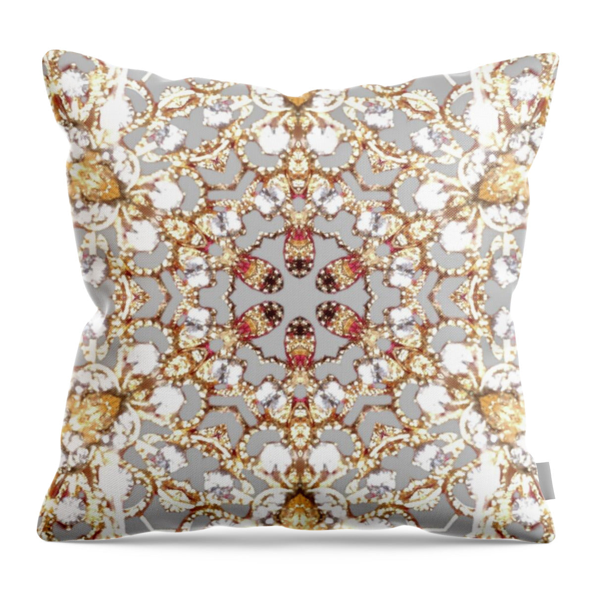 Intricate Gold Mandala Design - Throw Pillow