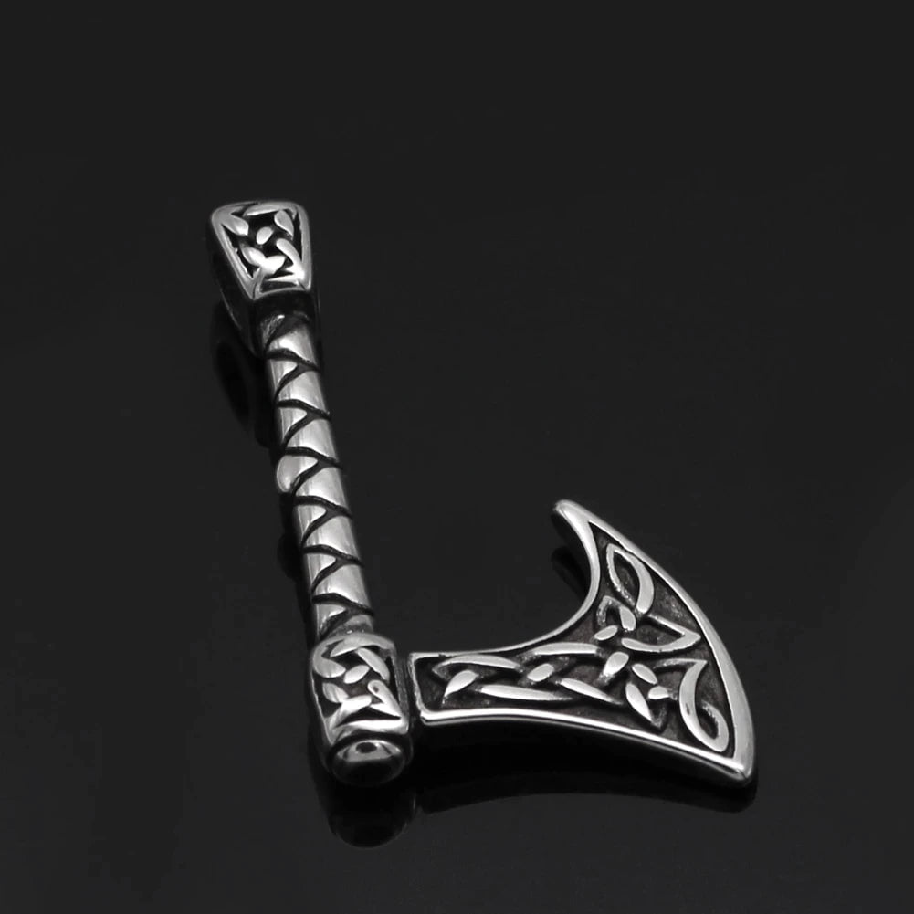 Vikings Axe Celtic Knot Stainless Steel Necklace
