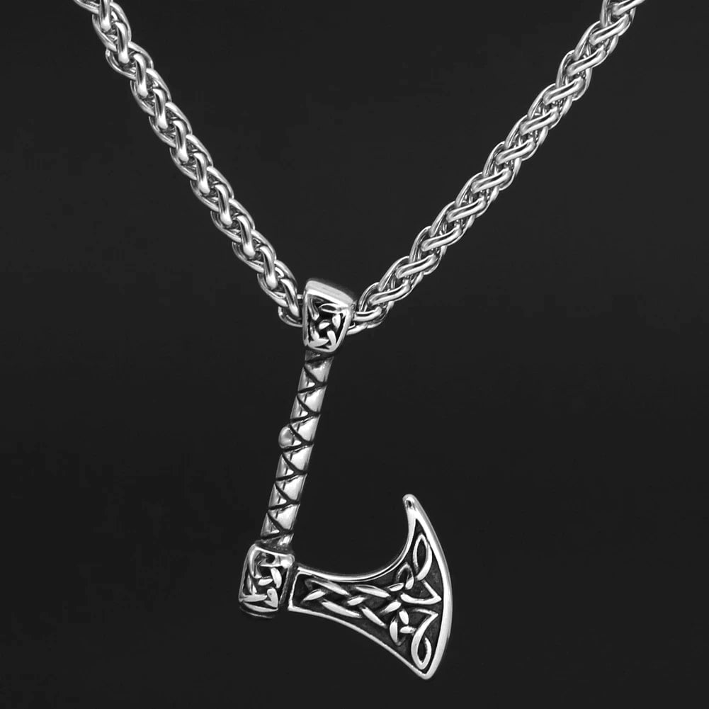 Vikings Axe Celtic Knot Stainless Steel Necklace