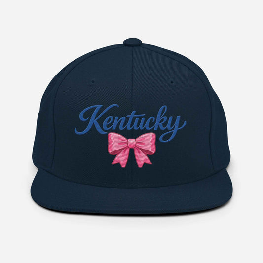 Kentucky Snapback Hat | Pink Bow Script Design | Classic Fit