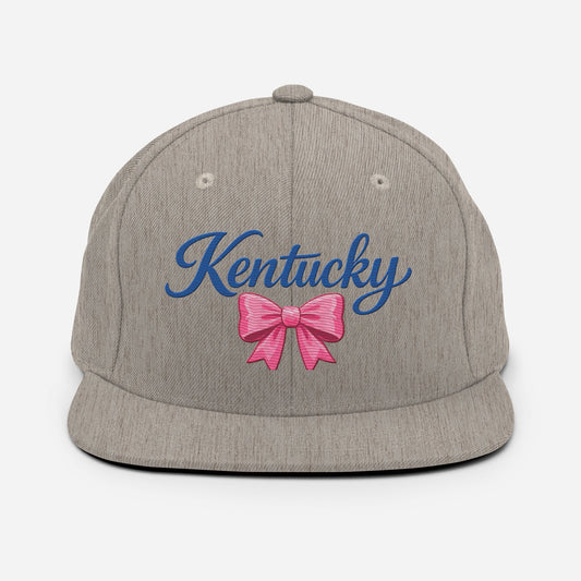 Kentucky Snapback Hat | Pink Bow Script Design | Classic Fit