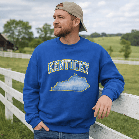 Kentucky State Sweatshirt | Denim Textured Design | Men's Cotton Blend