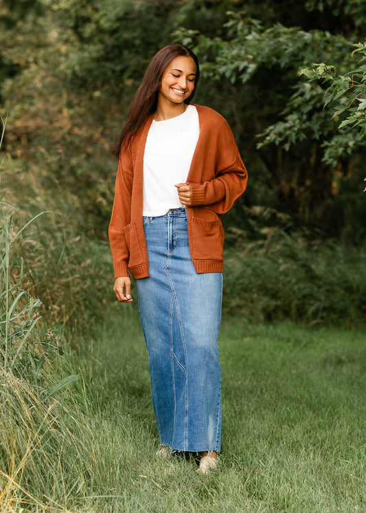 Lee A-Line Raw Hem Maxi Skirt