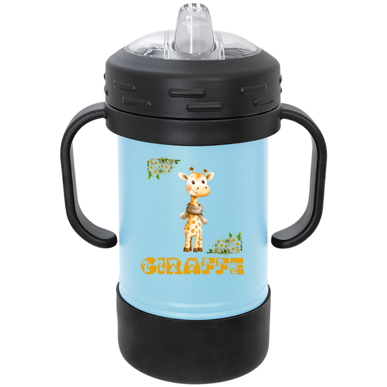 Giraffe with Flowers Polar Camel 10 oz Sippy Cup