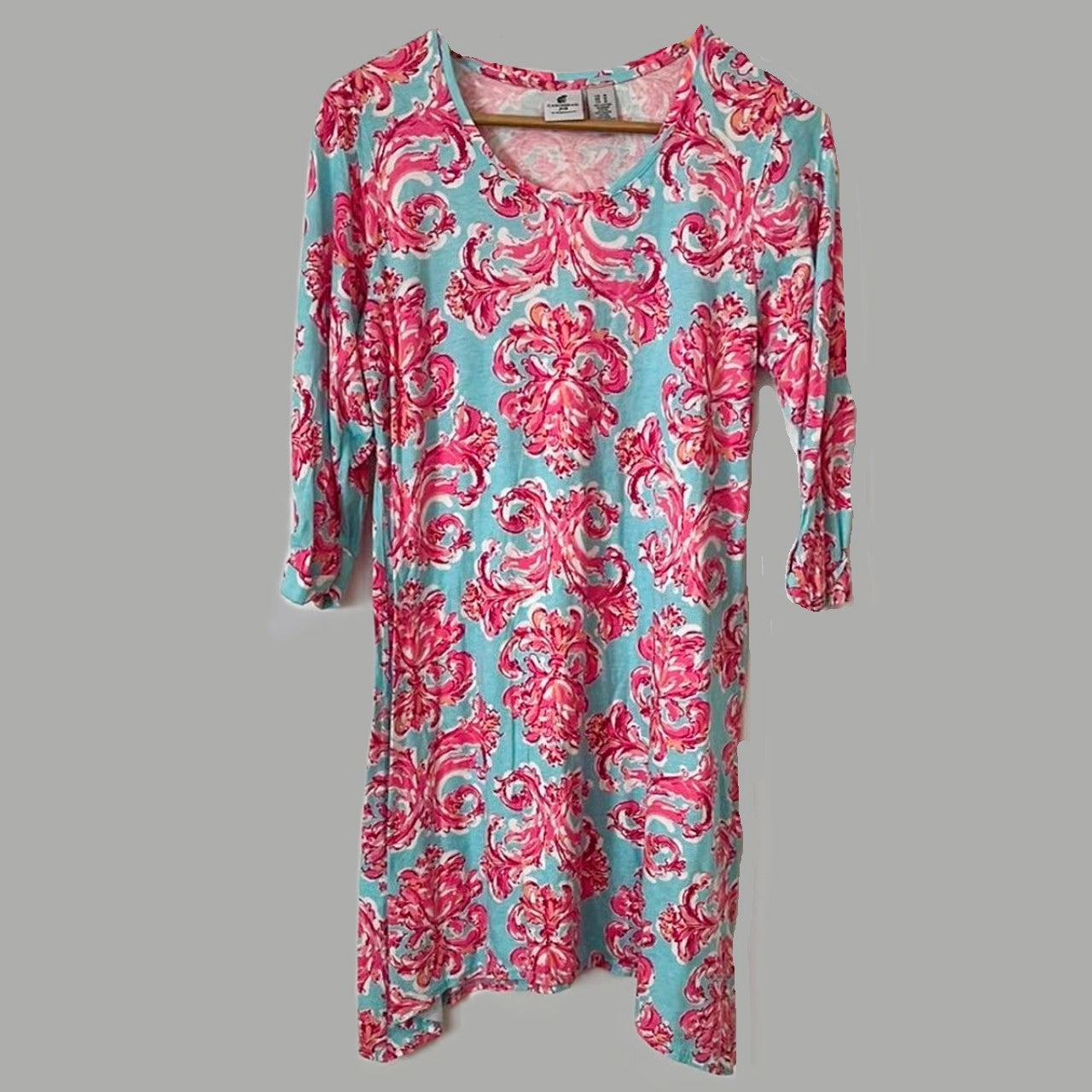 Caribbean Joe & Company Blue Pink Floral Short Dress - size M