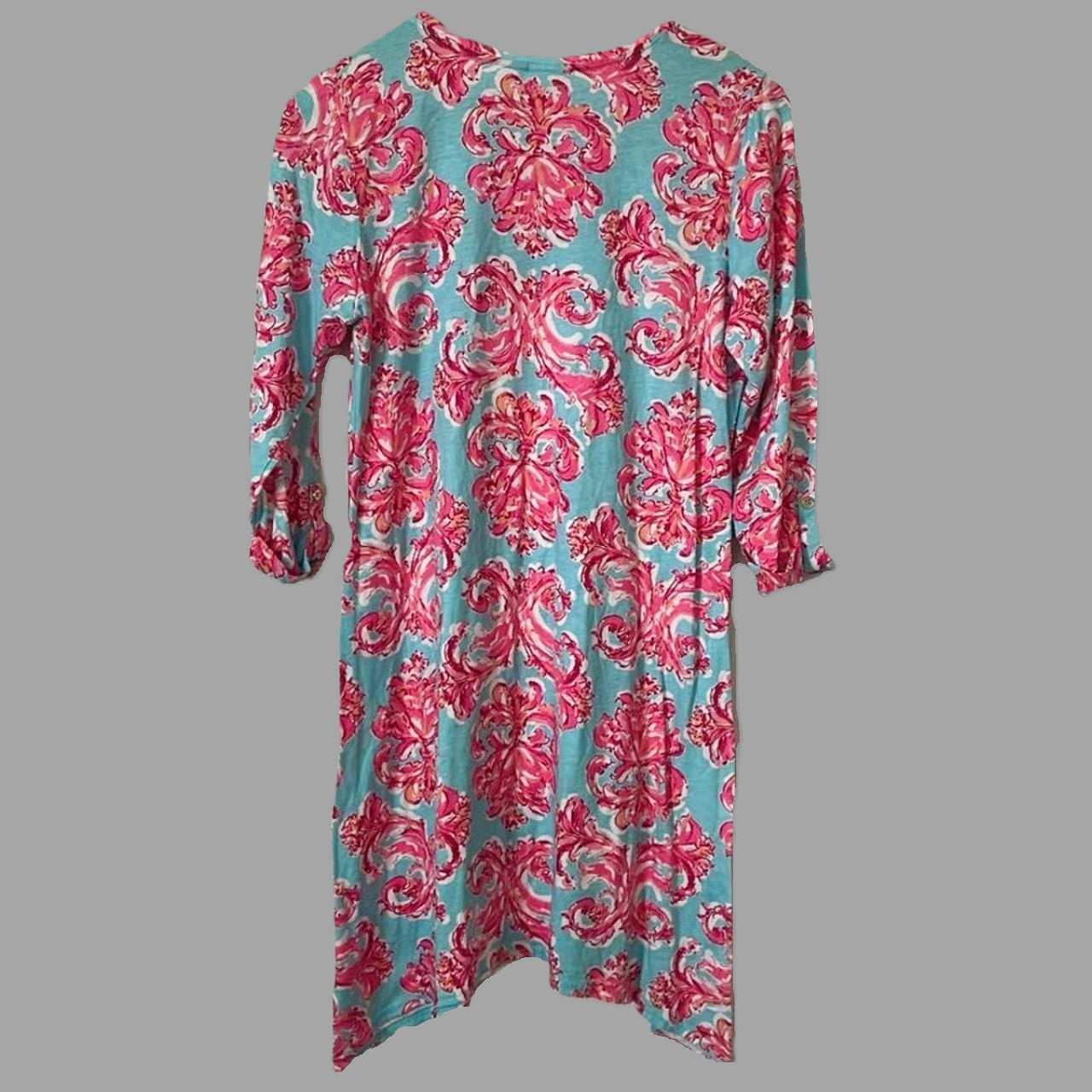 Caribbean Joe & Company Blue Pink Floral Short Dress - size M