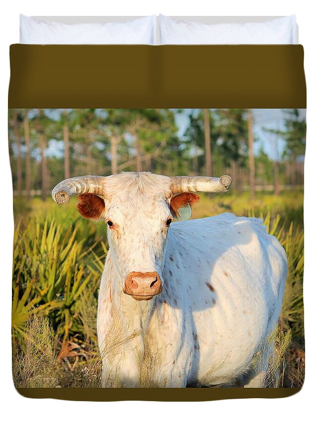 Majestic Horned Bull near Orlando Florida Duvet Cover