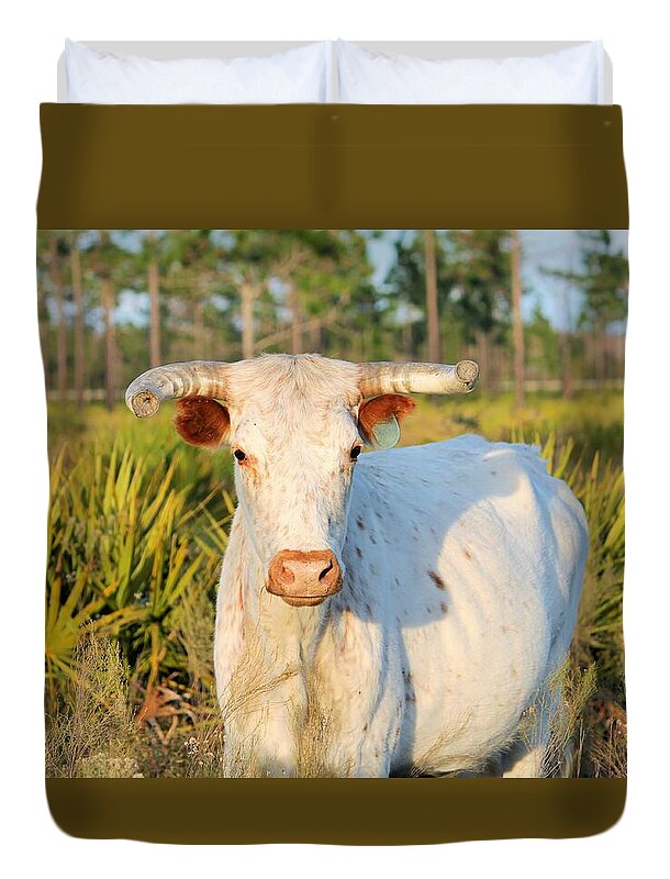 Majestic Horned Bull near Orlando Florida Duvet Cover