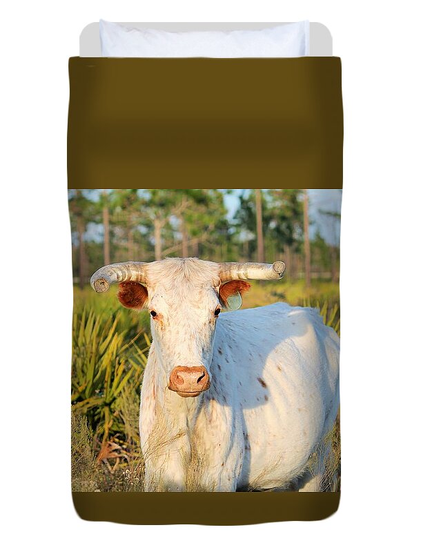 Majestic Horned Bull near Orlando Florida Duvet Cover