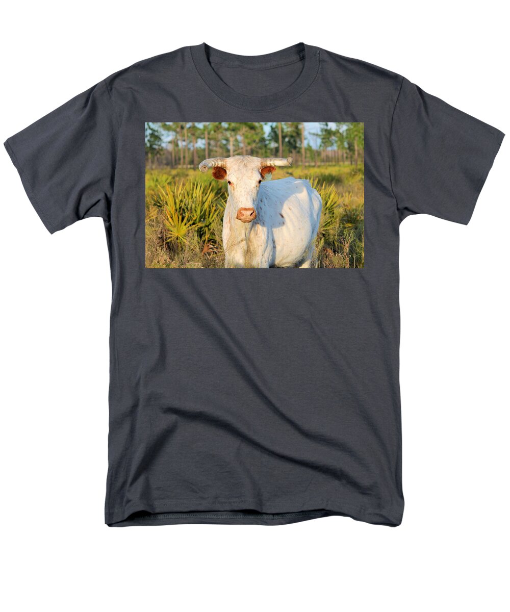 Majestic Horned White Bull near Orlando Florida Regular Fit Men's T-Shirt