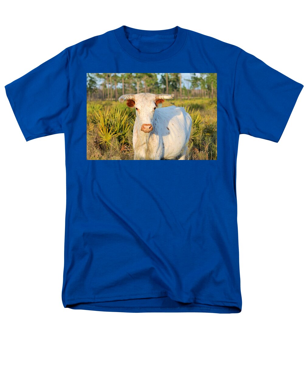 Majestic Horned White Bull near Orlando Florida Regular Fit Men's T-Shirt