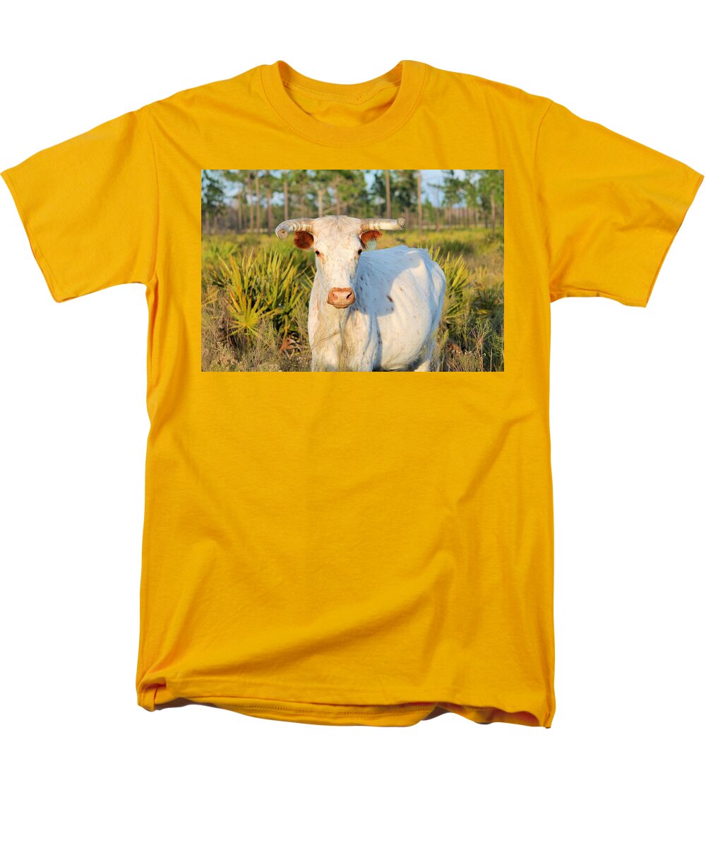 Majestic Horned White Bull near Orlando Florida Regular Fit Men's T-Shirt
