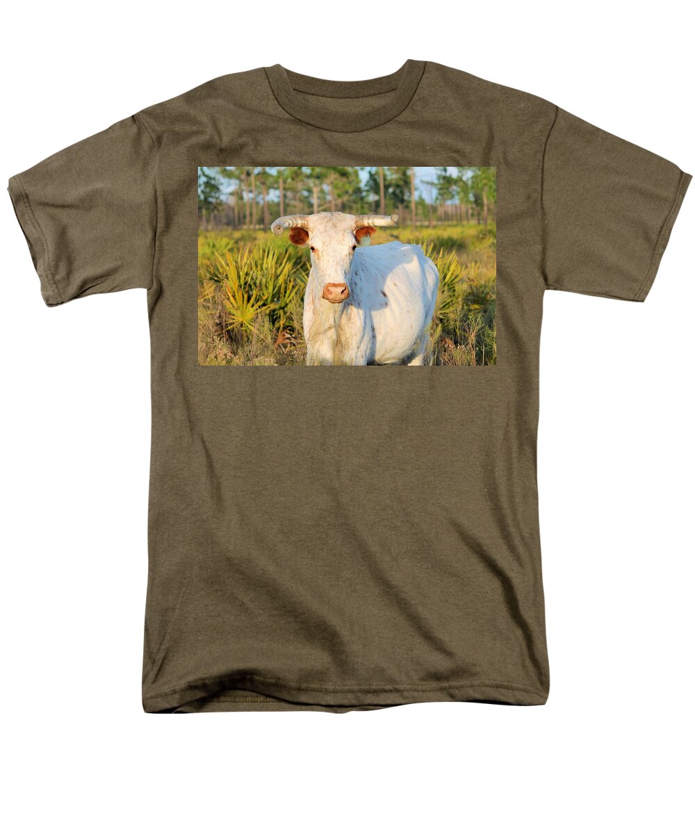 Majestic Horned White Bull near Orlando Florida Regular Fit Men's T-Shirt