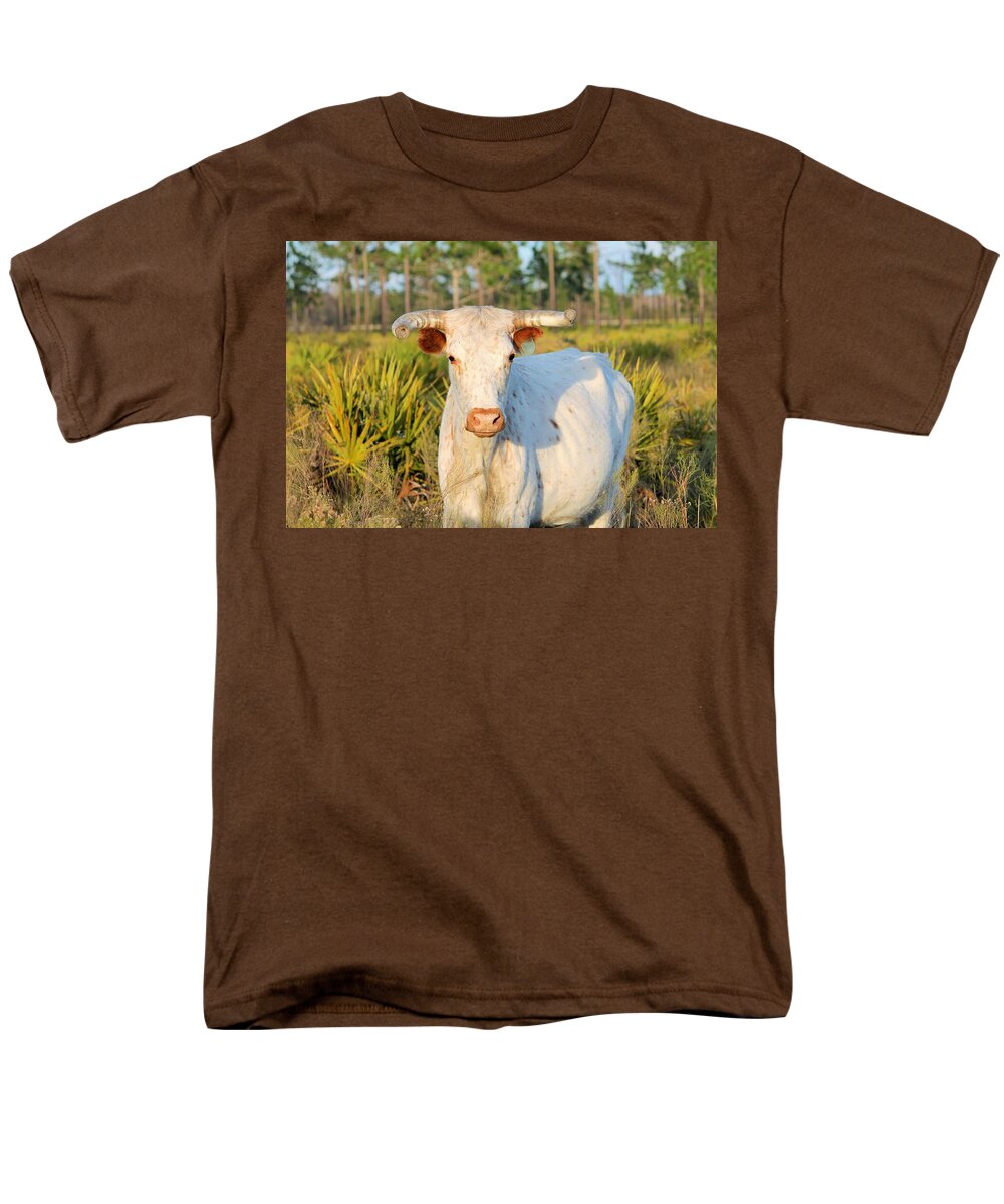 Majestic Horned White Bull near Orlando Florida Regular Fit Men's T-Shirt