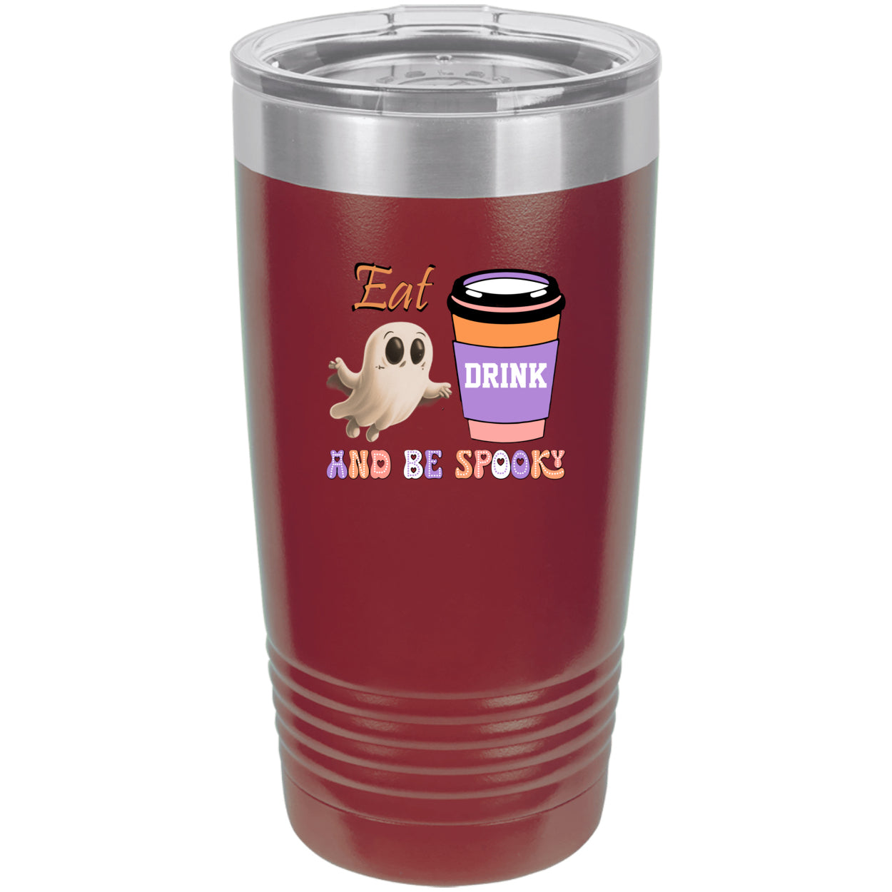 Eat Drink and Be Spooky Polar Camel 20 oz Vacuum Insulated Ringneck Tumbler with Clear Lid