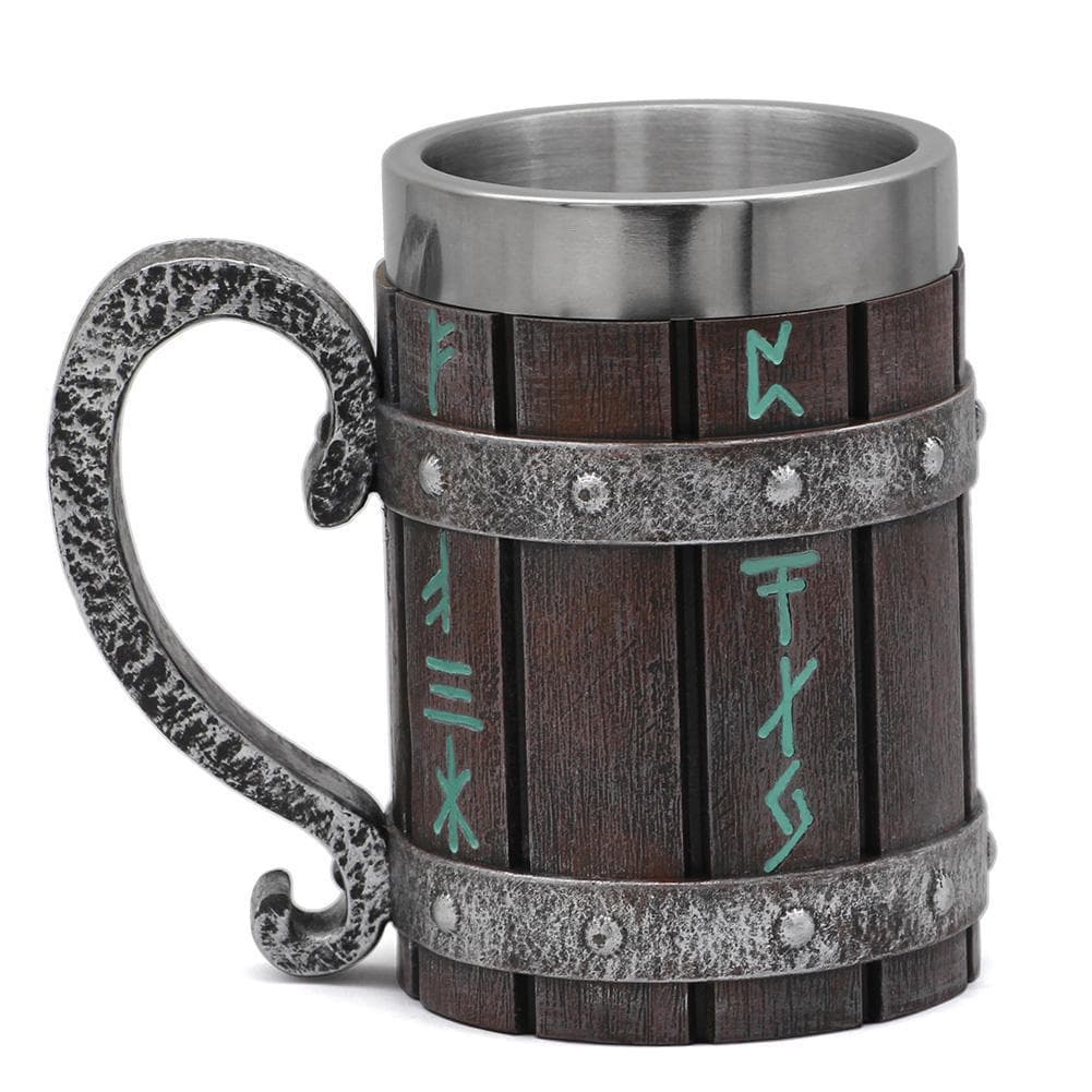 Viking Faux Wooden 20 oz Stainless Steel Tankard Mug