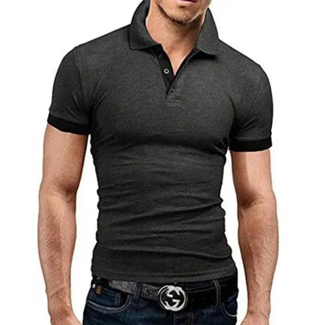 Men's Summer Short Sleeve Cool Luxury Polo Shirt with Lapel