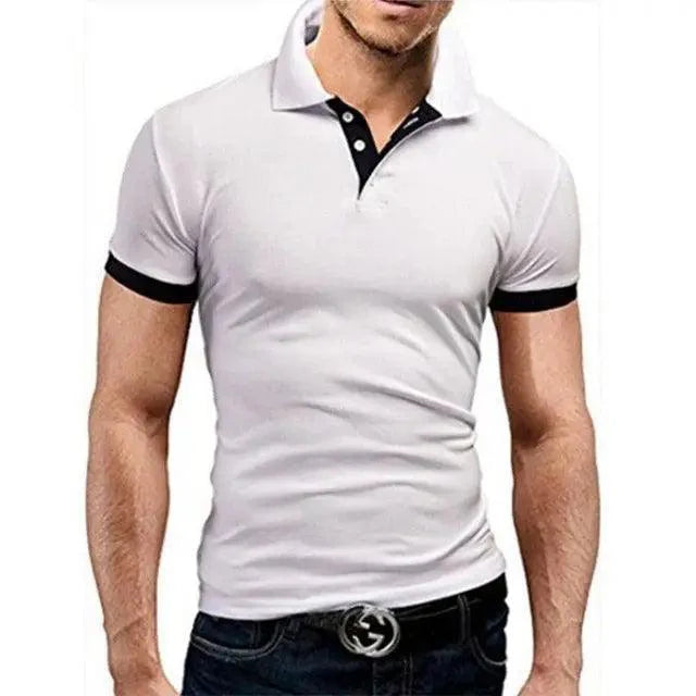 Men's Summer Short Sleeve Cool Luxury Polo Shirt with Lapel