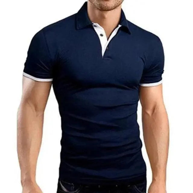 Men's Summer Short Sleeve Cool Luxury Polo Shirt with Lapel