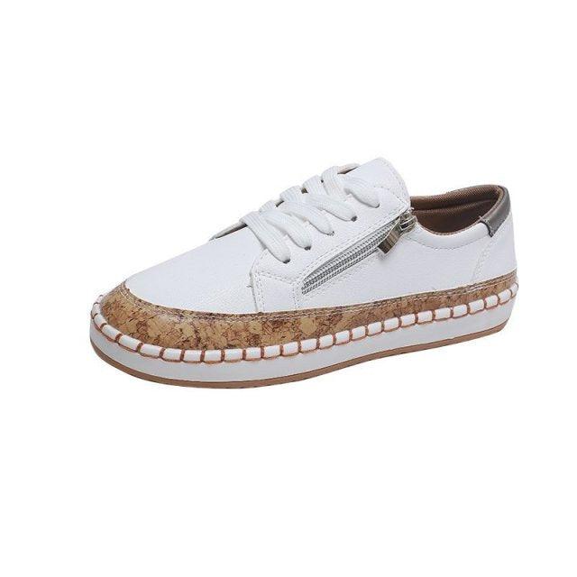 Women's High-Quality Boho Colorful Floral Design Lace-up Flat Casual Sneakers Shoes