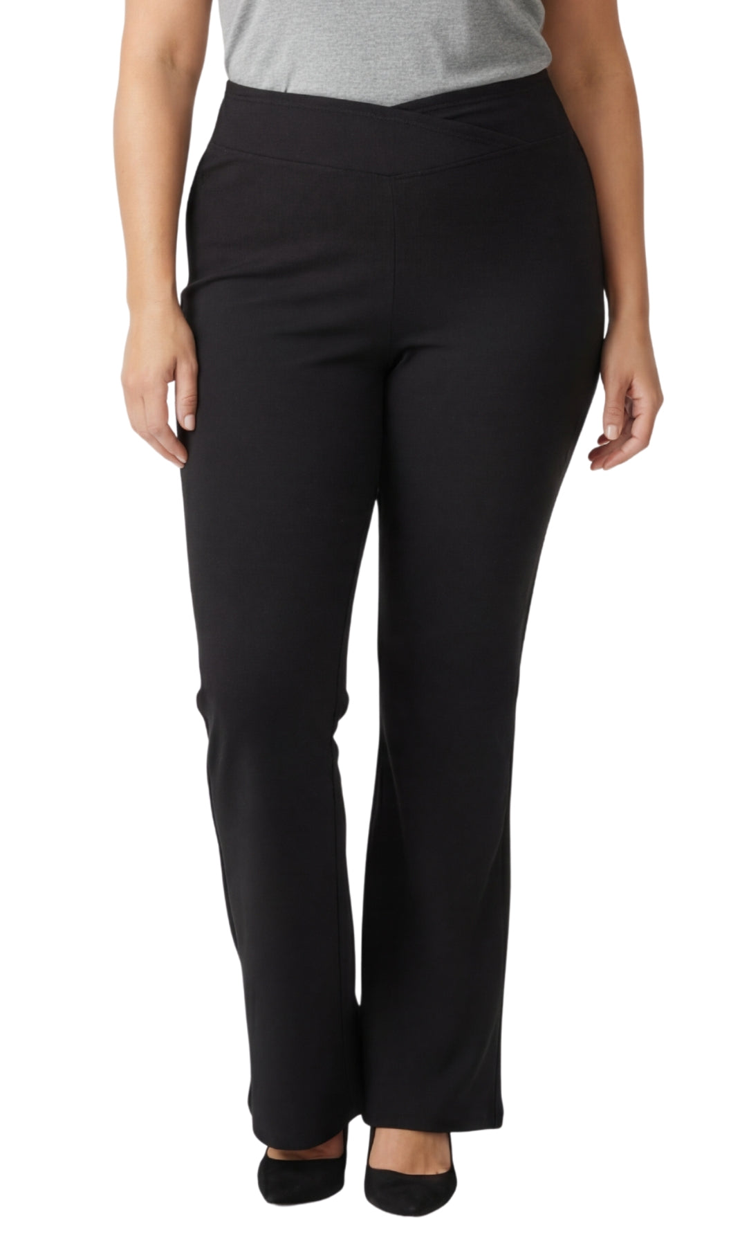 Women's Pull-on Cotton Stretch Bootcut Flare Leggings with a Crossover waistband