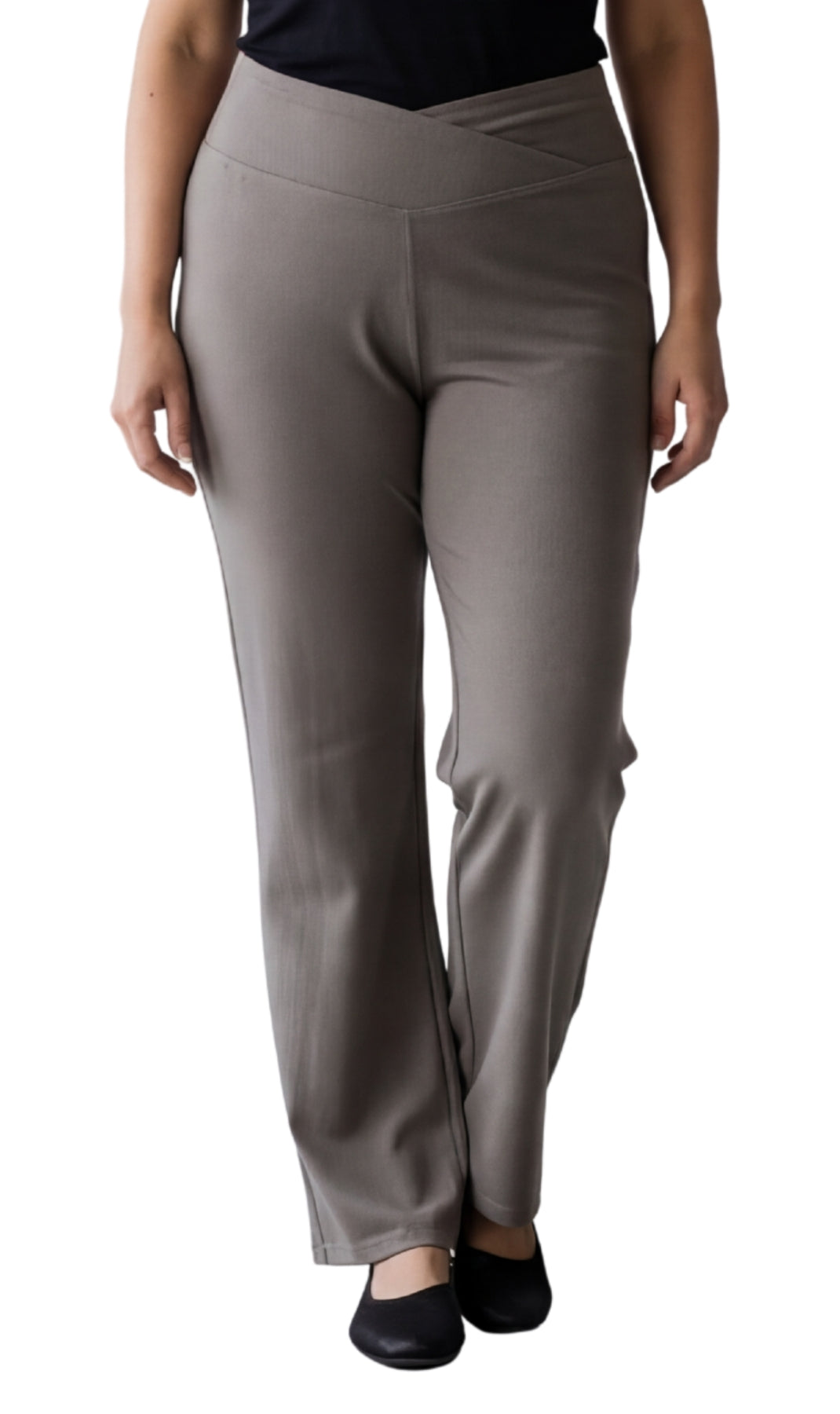 Women's Pull-on Cotton Stretch Bootcut Flare Leggings with a Crossover waistband