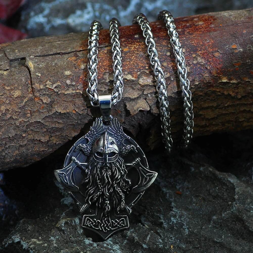 Vikings Warrior and Axe Stainless Steel Necklace