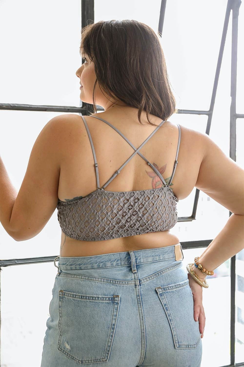 Plus Crochet Lace Longline Bralette