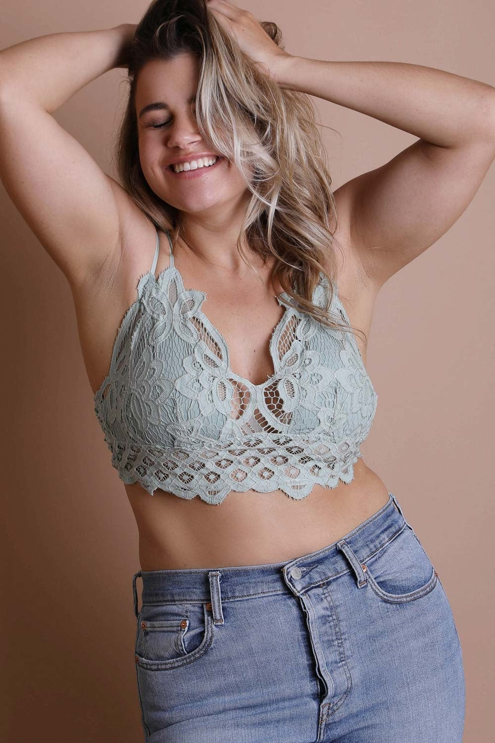 Plus Crochet Lace Longline Bralette