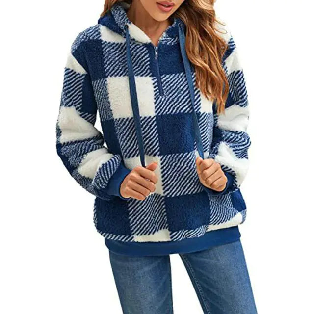Cozy Women's Plush Hoodie with Drawstring