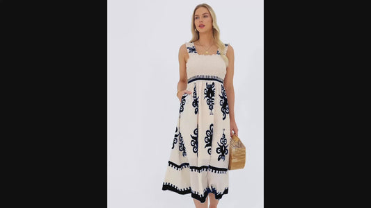Palace Style Elegant Lace Hem Sleeveless Maxi Summer Dress