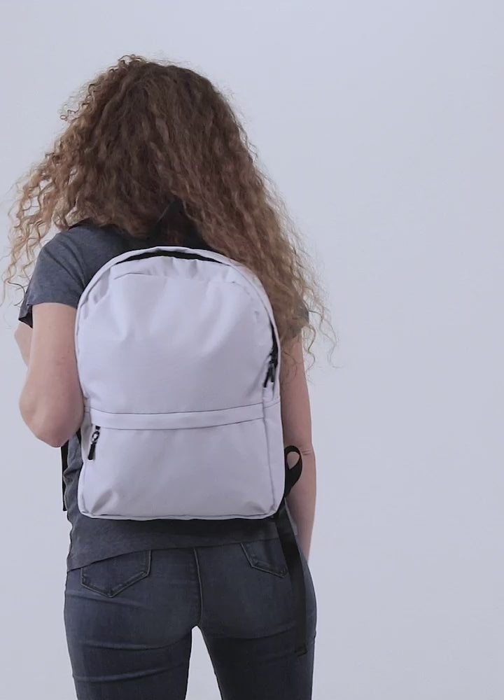 Neon Blue Hearts Printed Backpack