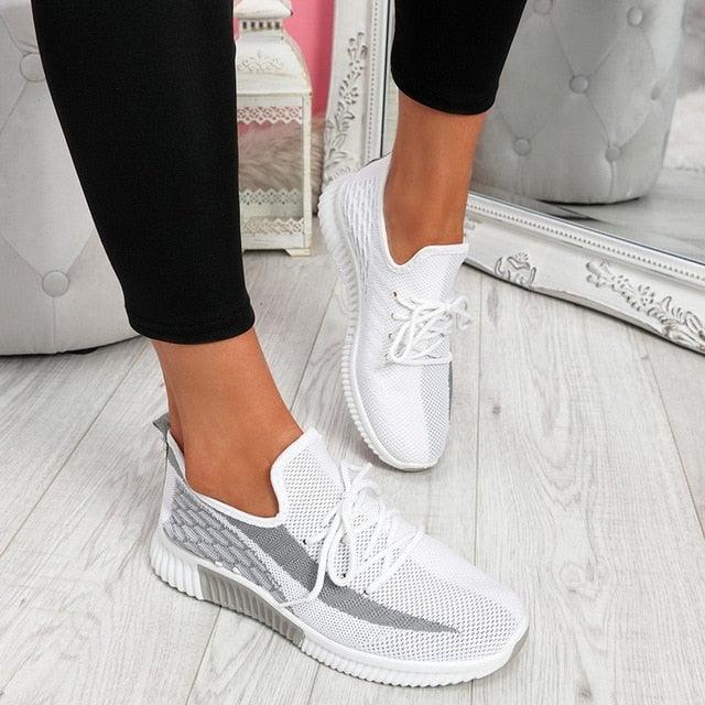 Women's Elegant Lace Up Mesh Round Toe Casual Sneakers