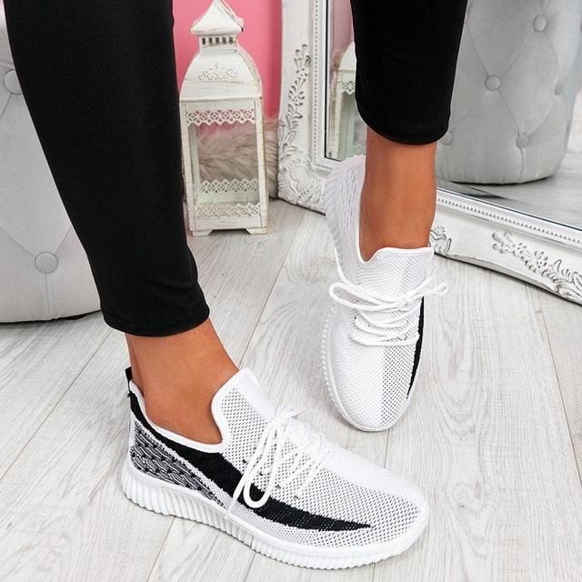 Women's Elegant Lace Up Mesh Round Toe Casual Sneakers