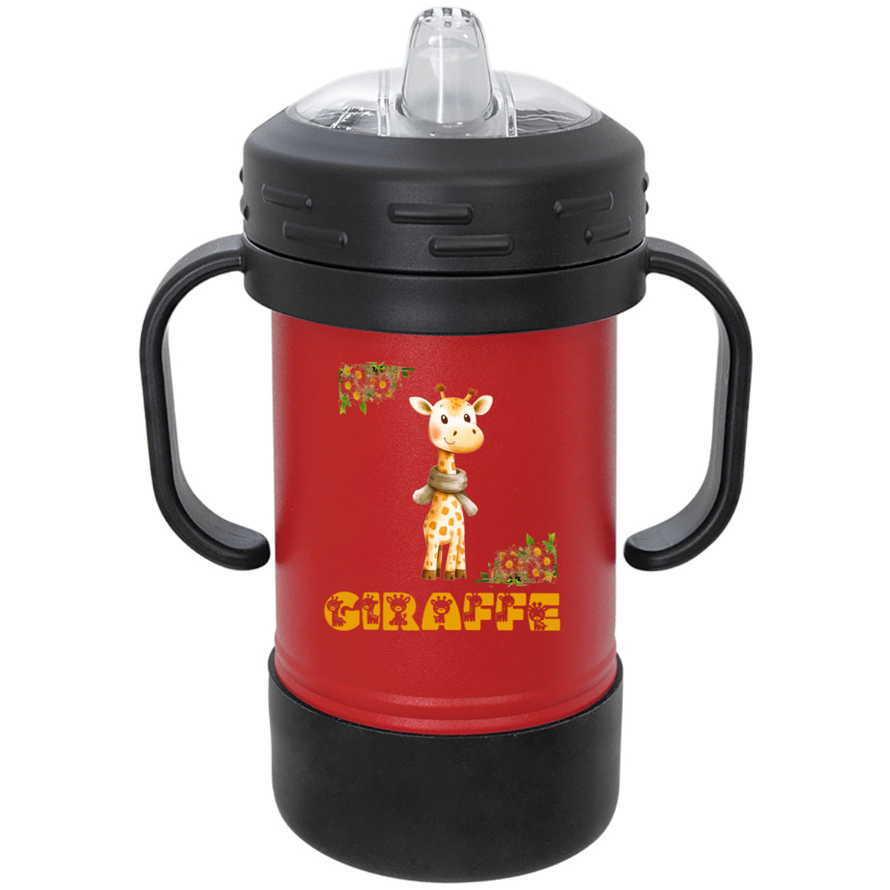 Giraffe with Flowers Polar Camel 10 oz Sippy Cup