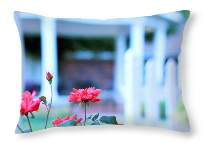 Red Flowers in Bloom Throw Pillow with Insert Available