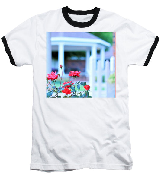 Red Flowers in Bloom Ringer Baseball T-Shirt