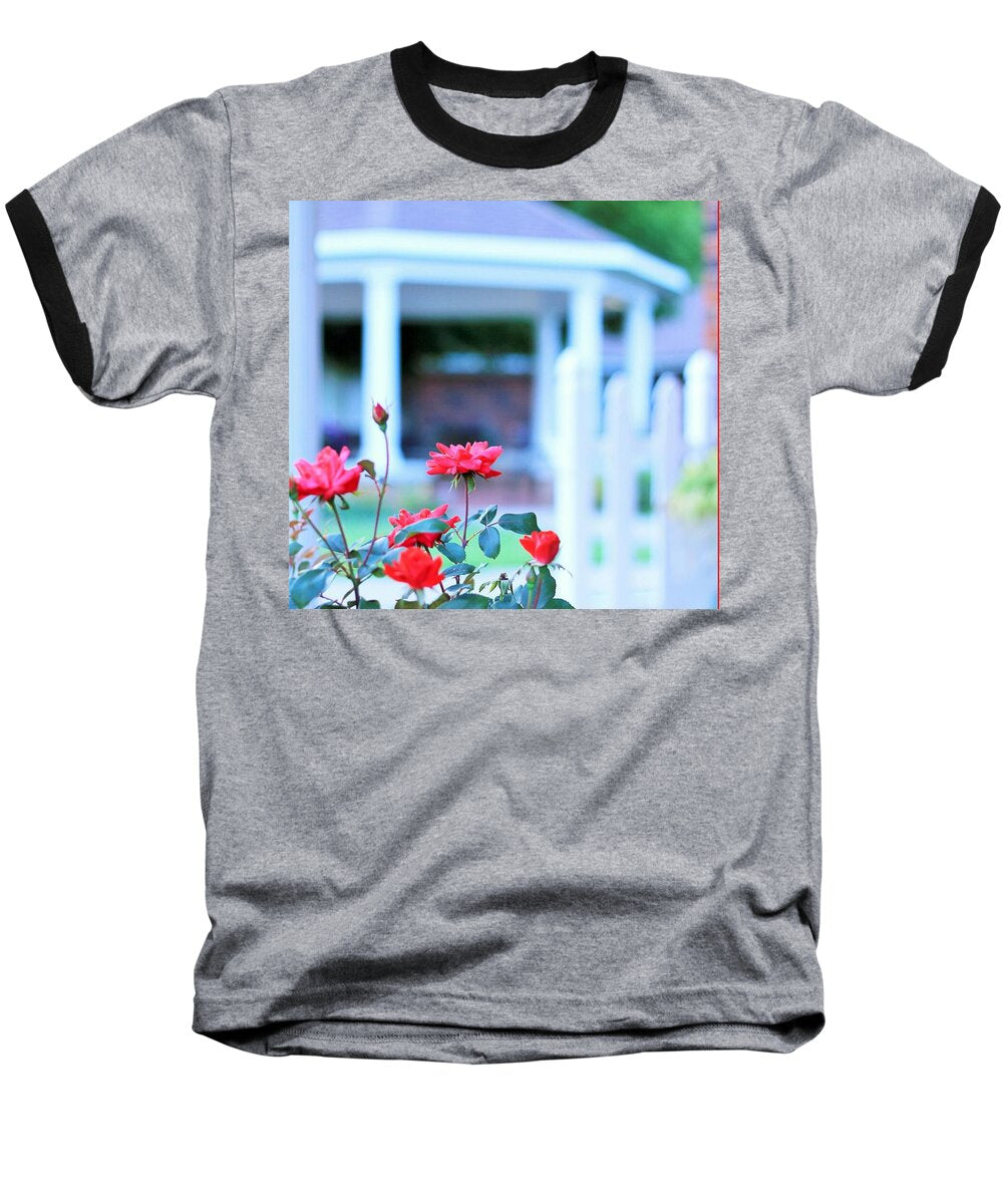 Red Flowers in Bloom Ringer Baseball T-Shirt